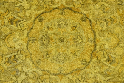 Gold Traditional Floral Design Hand Tufted Overdyed Wool Area Rug.