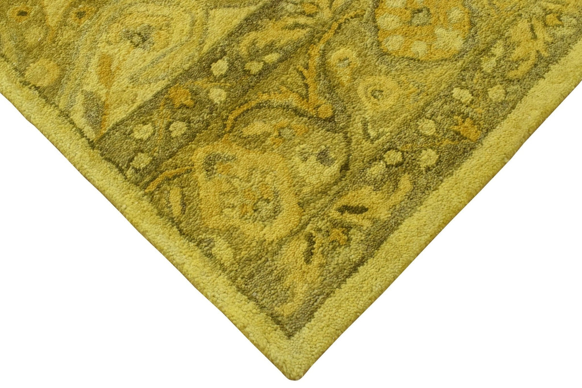 Gold Traditional Floral Design Hand Tufted Overdyed Wool Area Rug.