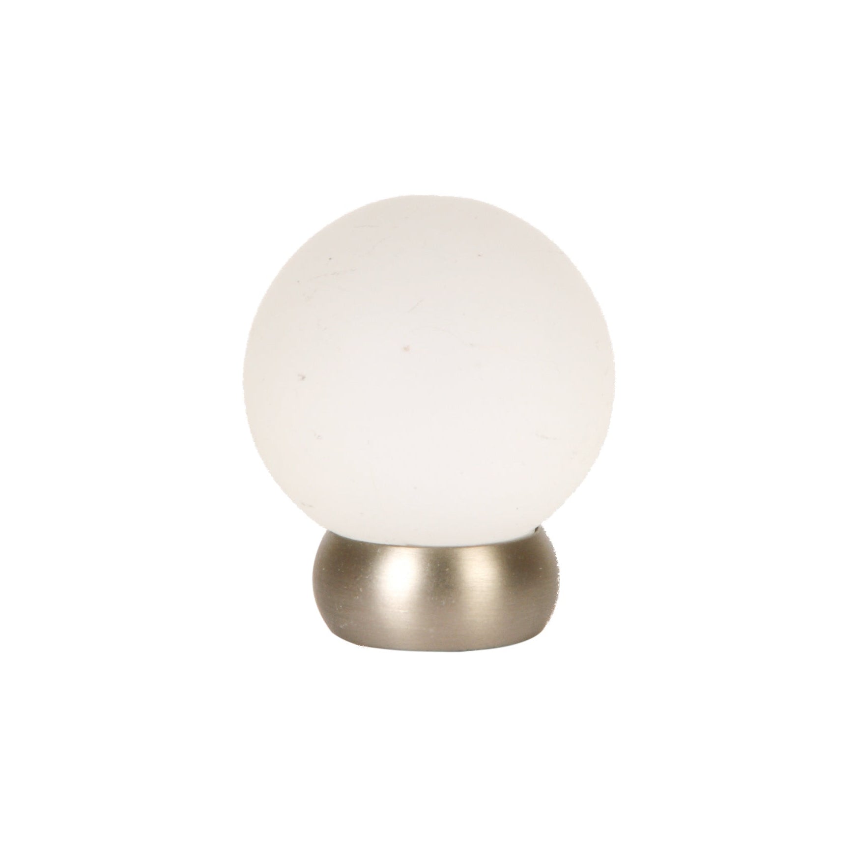Round Lew's Hardware Nickel and Frosted Glass Cabinet Knob.