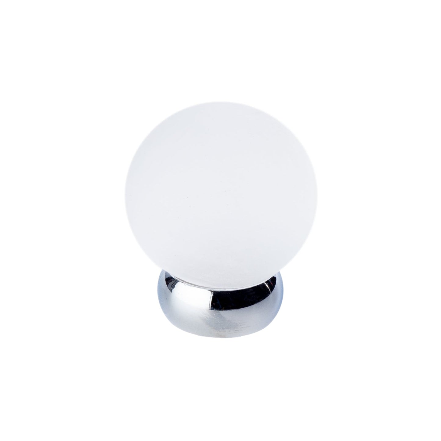 Round Lew's Hardware Chrome and Frosted Glass Cabinet Knob.