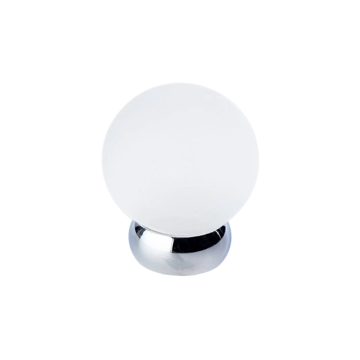 Round Lew's Hardware Chrome and Frosted Glass Cabinet Knob.