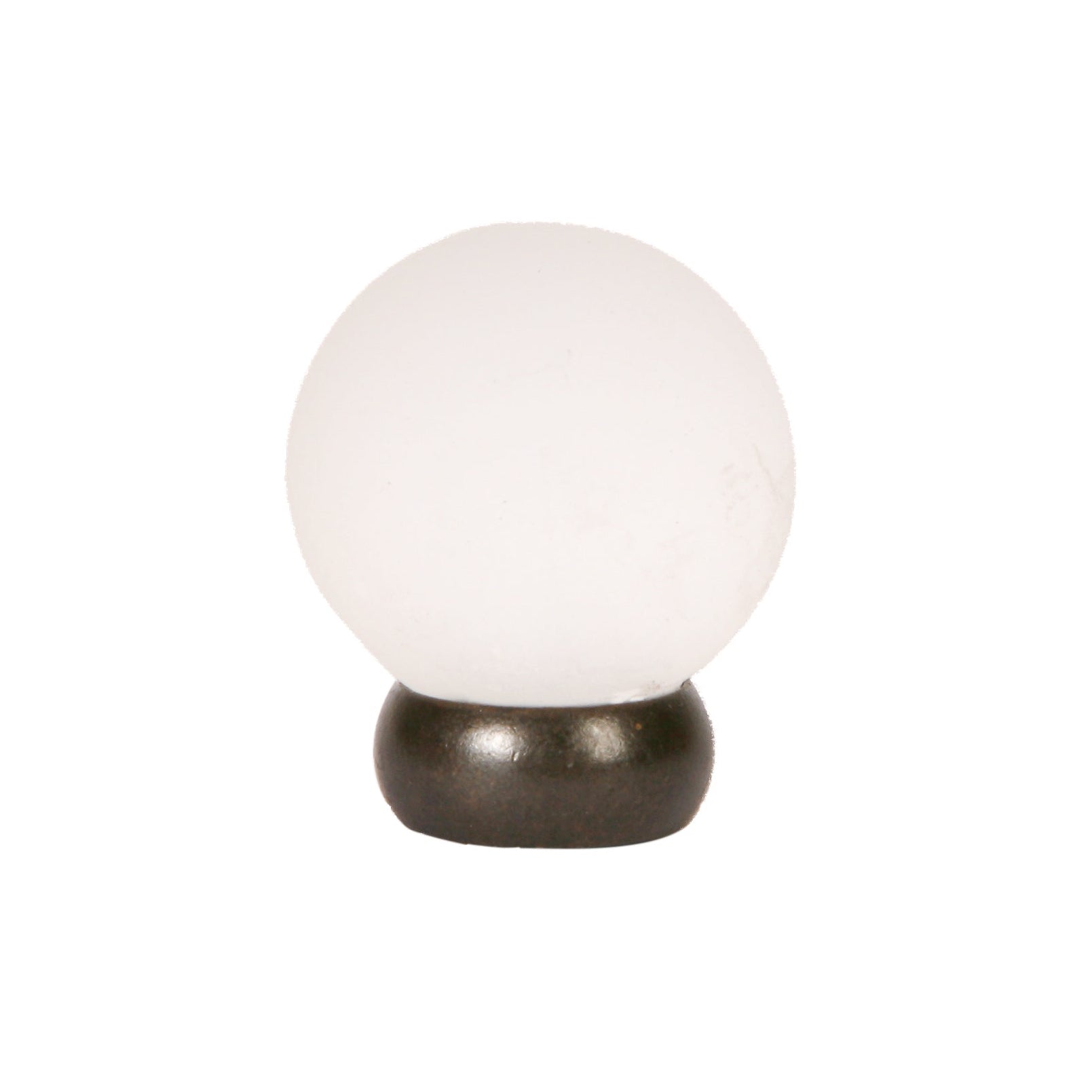 Round Lew's Hardware Oil Rubbed Bronze and Frosted Glass Cabinet Knob.