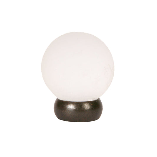 Round Lew's Hardware Oil Rubbed Bronze and Frosted Glass Cabinet Knob.