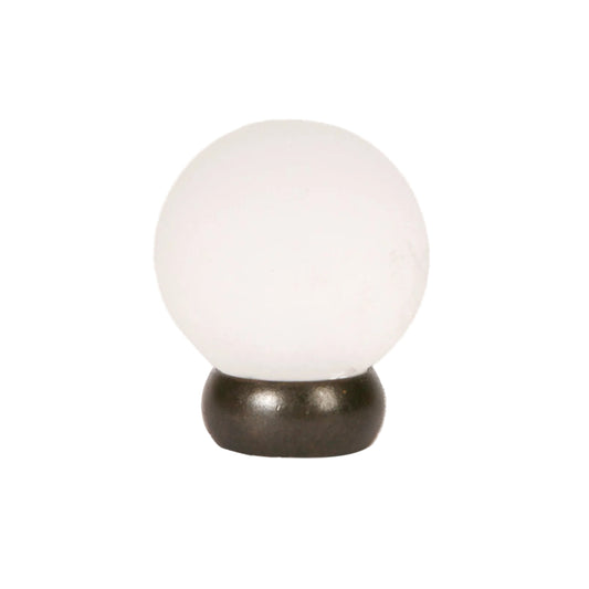 Round Lew's Hardware Oil Rubbed Bronze and Frosted Glass Cabinet Knob.