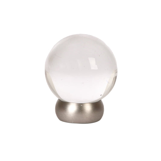 Round Lew's Hardware Nickel and Glass Cabinet Knob.
