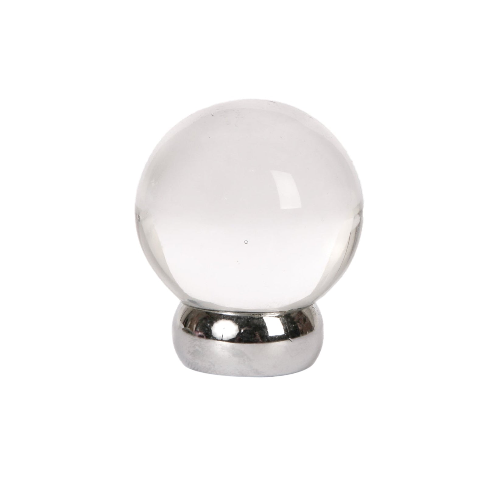 Round Lew's Hardware Chrome and Glass Cabinet Knob.