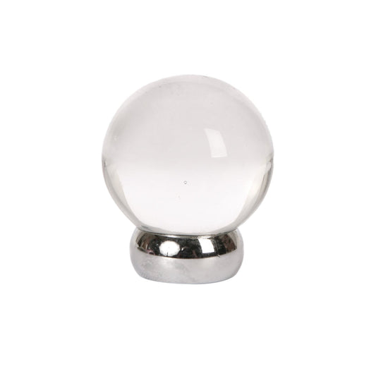 Round Lew's Hardware Chrome and Glass Cabinet Knob.