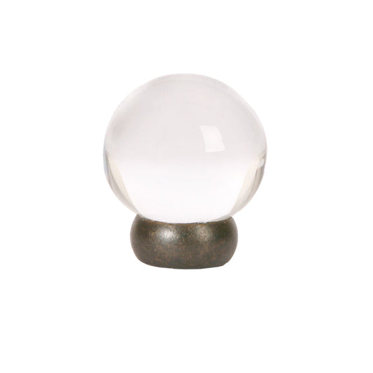 Round Lew's Hardware Oil Rubbed Bronze and Glass Cabinet Knob.