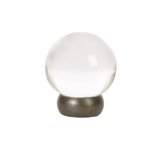 Round Lew's Hardware Oil Rubbed Bronze and Glass Cabinet Knob.