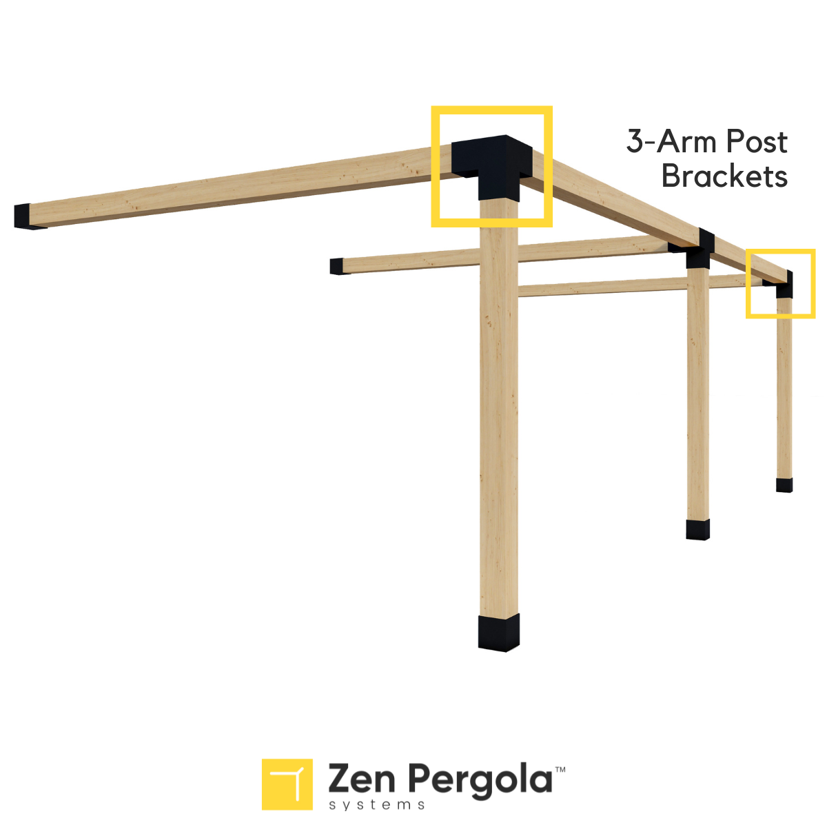 Pergola 3-Arm Post Bracket (for 6x6 Wood Posts).