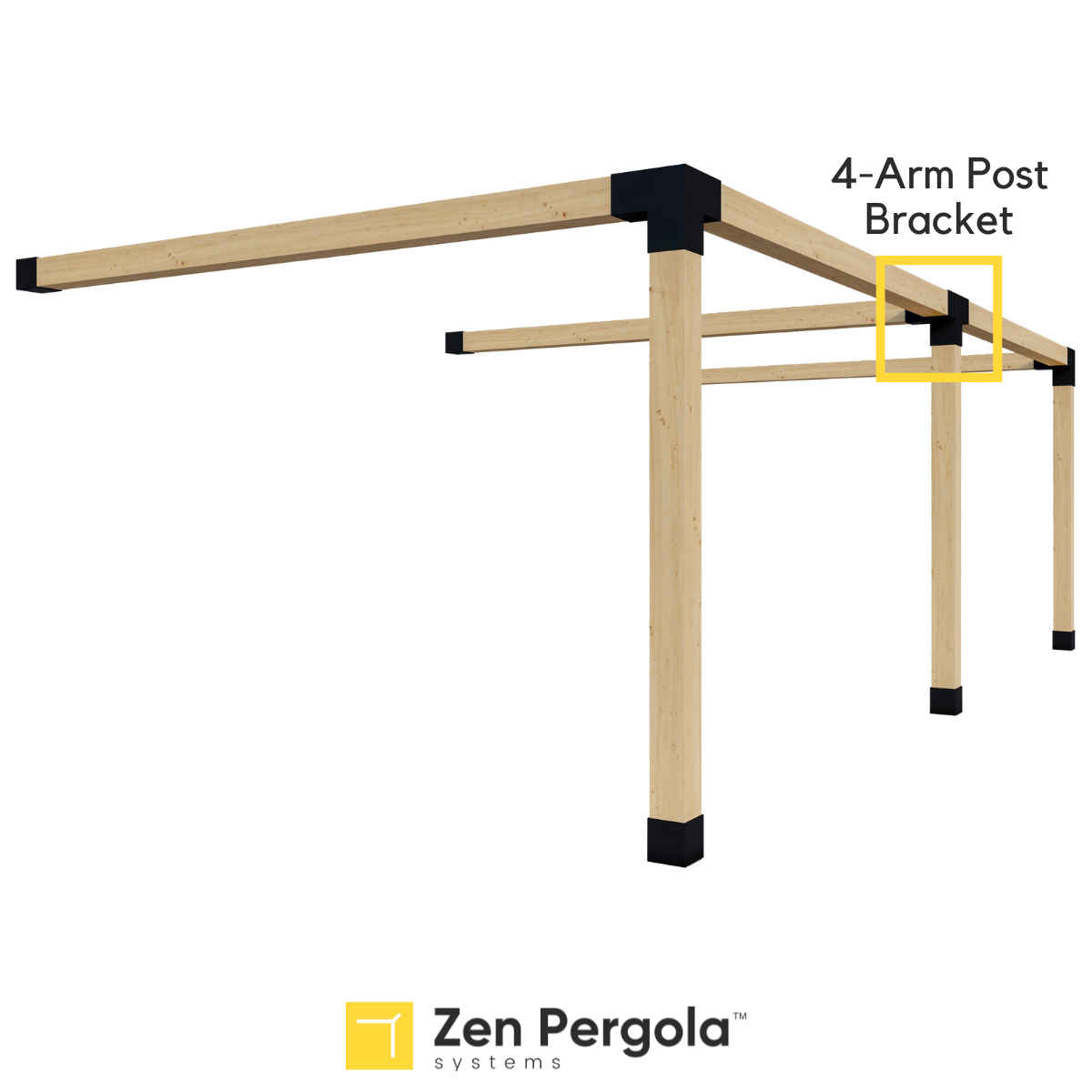 Pergola 4-Arm Post Bracket (for 6x6 Wood Posts).