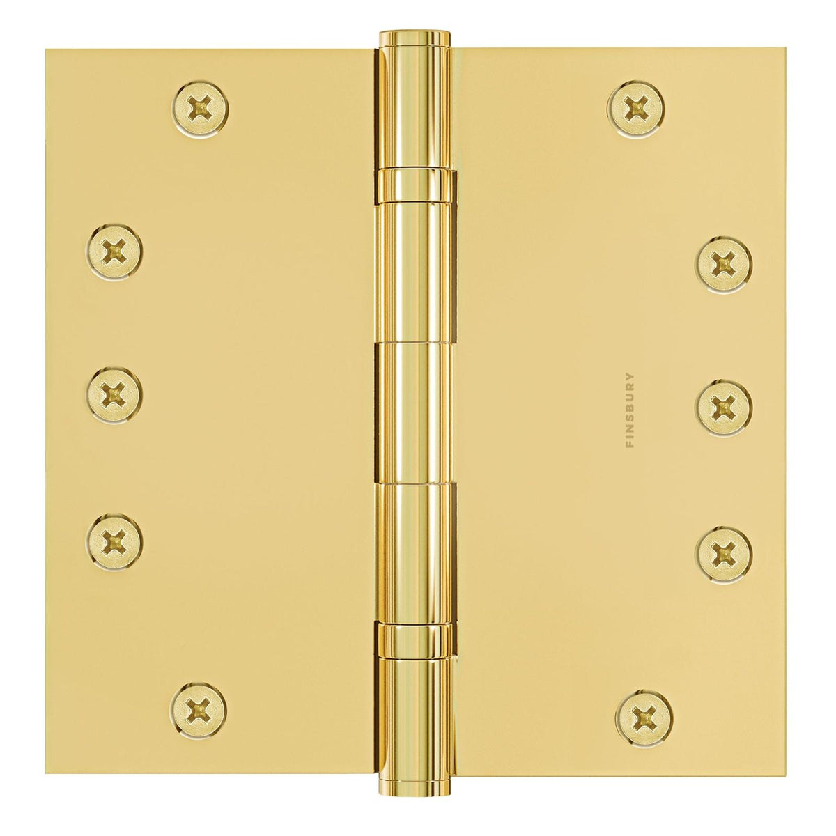 6x6 Inch Solid Brass Ball Bearing Door Hinge - Polished Brass.