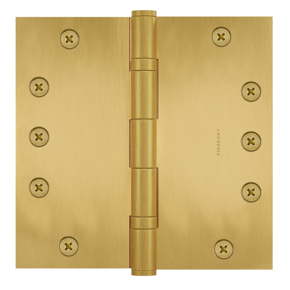 6x6 Inch Solid Brass Ball Bearing Door Hinge - Satin Brass.