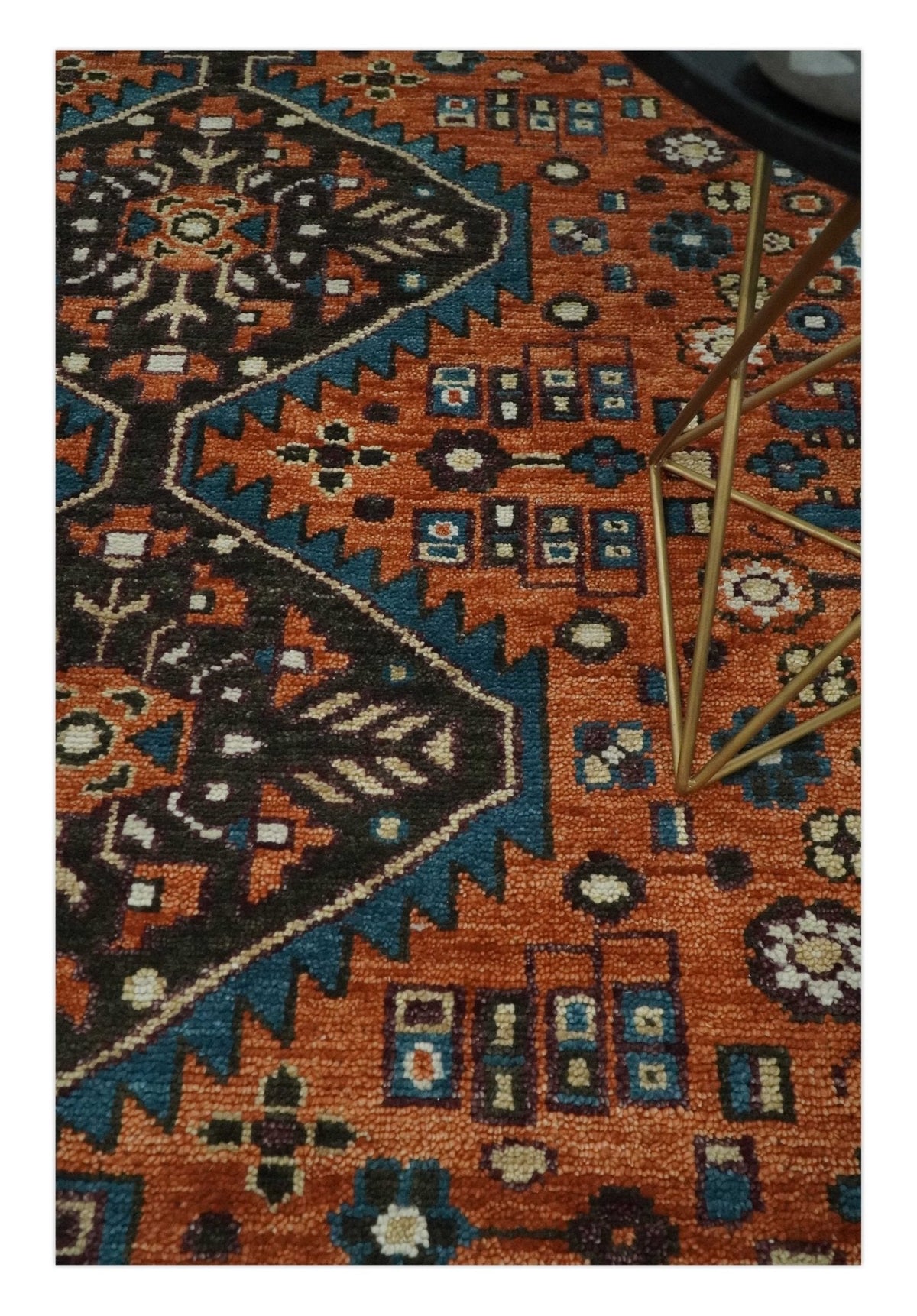 Rust, Ivory and Brown Oriental Traditional Hand knotted Multi Size Area Rug.