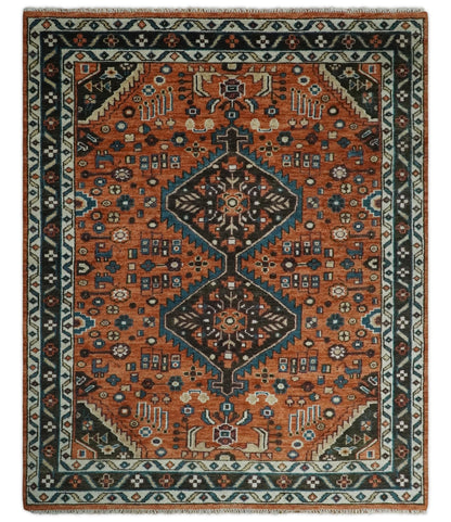 Rust, Ivory and Brown Oriental Traditional Hand knotted Multi Size Area Rug.