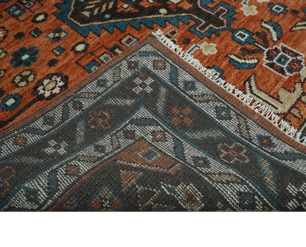 Rust, Ivory and Brown Oriental Traditional Hand knotted Multi Size Area Rug.