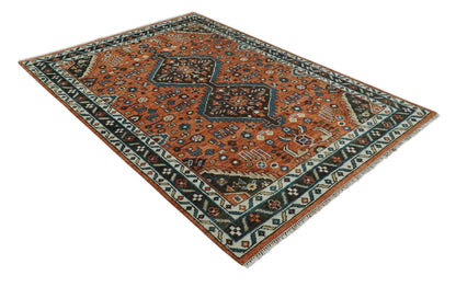 Rust, Ivory and Brown Oriental Traditional Hand knotted Multi Size Area Rug.