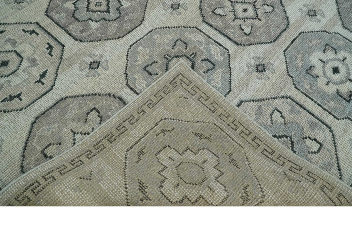 Custom Made Hand Knotted Turkish Beige and Gray Area Wool Rug.
