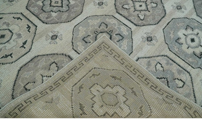 Custom Made Hand Knotted Turkish Beige and Gray Area Wool Rug.