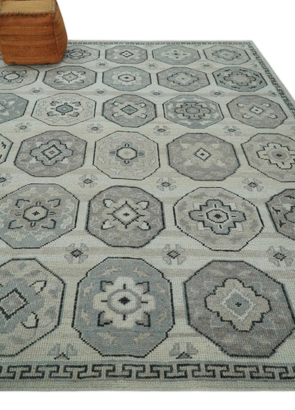 Custom Made Hand Knotted Turkish Beige and Gray Area Wool Rug.