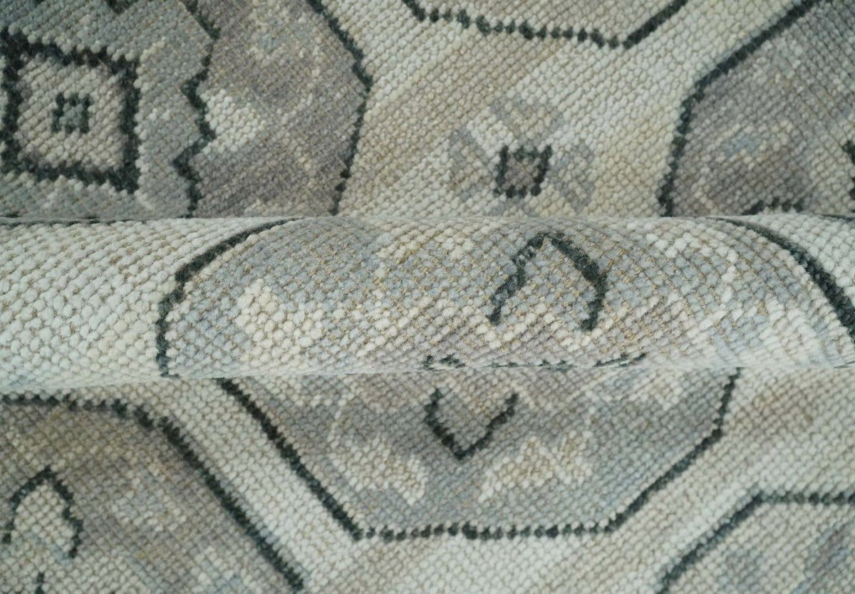 Custom Made Hand Knotted Turkish Beige and Gray Area Wool Rug.