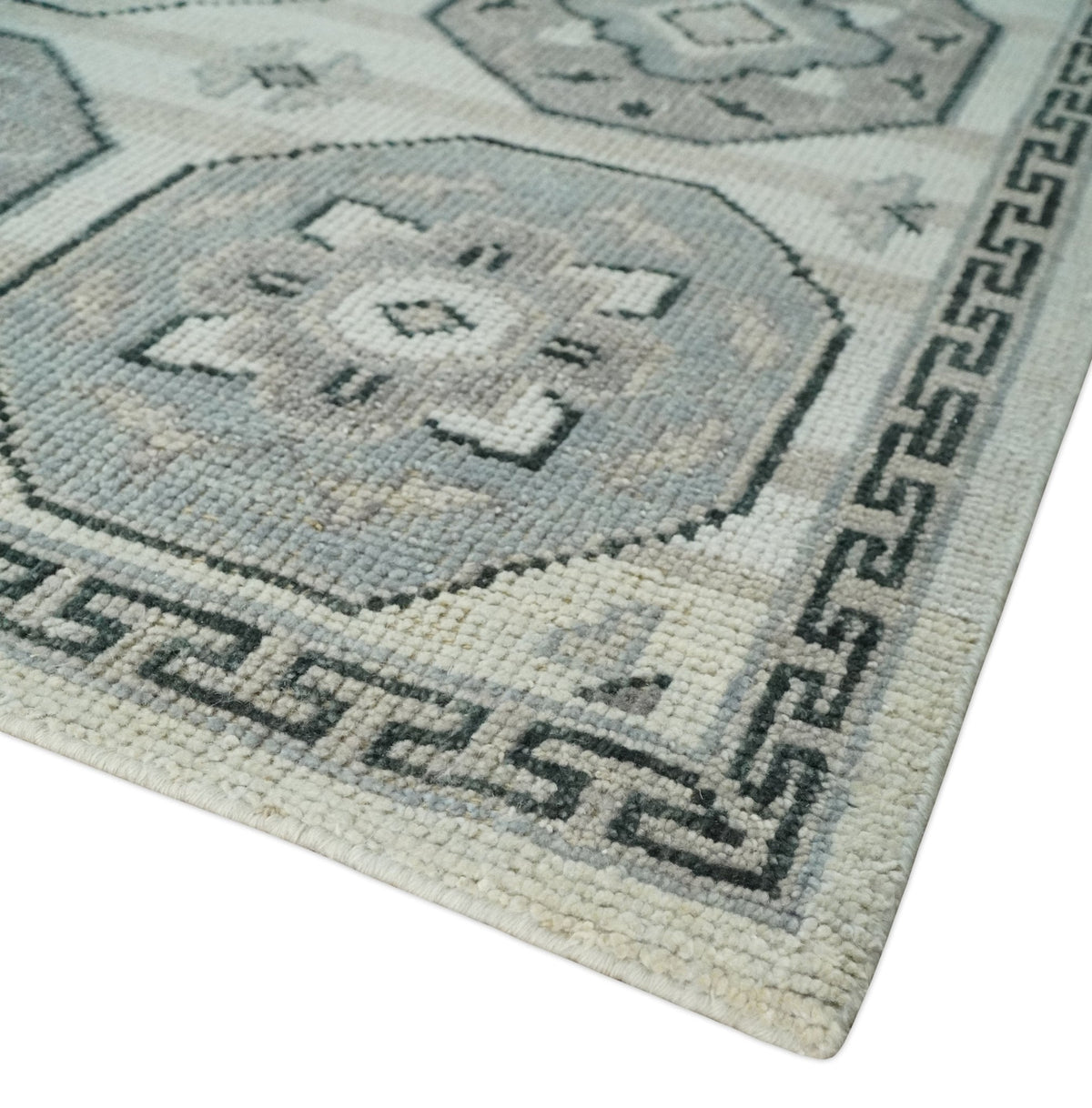 Custom Made Hand Knotted Turkish Beige and Gray Area Wool Rug.