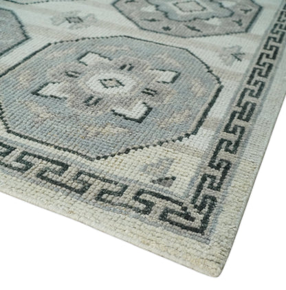 Custom Made Hand Knotted Turkish Beige and Gray Area Wool Rug.