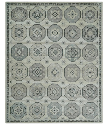 Custom Made Hand Knotted Turkish Beige and Gray Area Wool Rug.