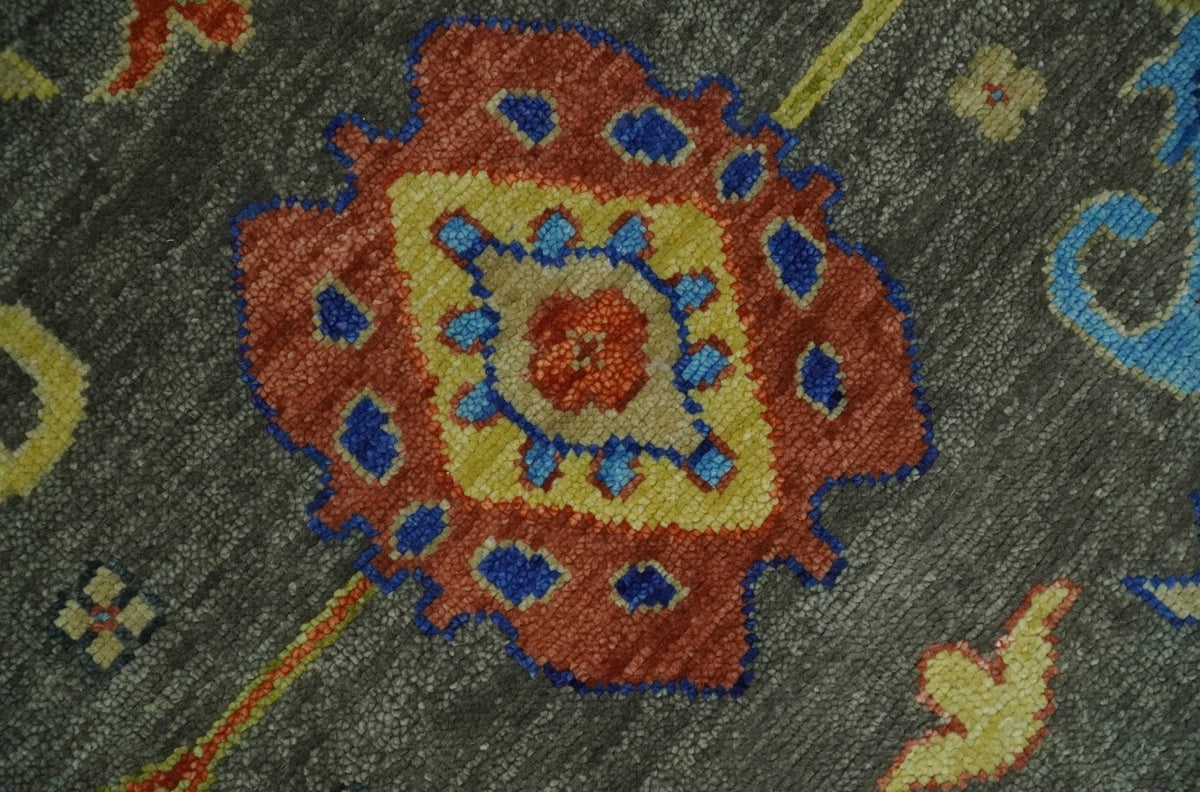 Green and Beige Colorful Hand knotted Traditional Oushak Multi Size wool Area Rug.