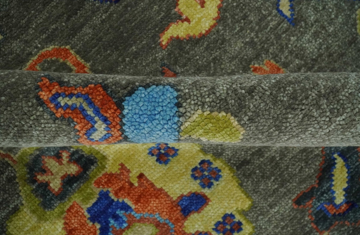 Green and Beige Colorful Hand knotted Traditional Oushak Multi Size wool Area Rug.