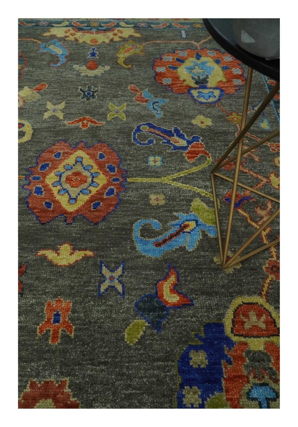 Green and Beige Colorful Hand knotted Traditional Oushak Multi Size wool Area Rug.