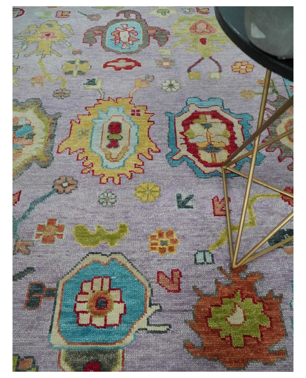 Pink and Beige Vibrant Colorful Hand knotted Traditional Oushak  Area Rug.