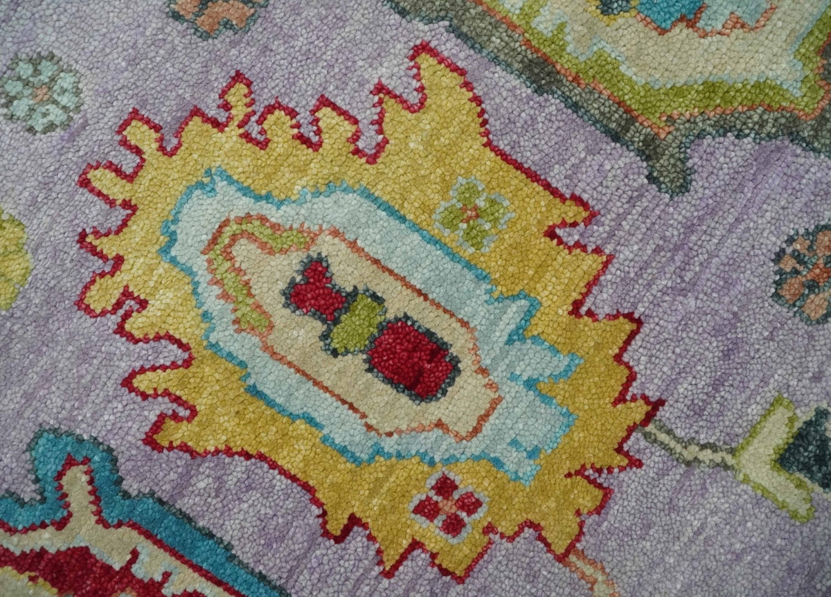 Pink and Beige Vibrant Colorful Hand knotted Traditional Oushak  Area Rug.