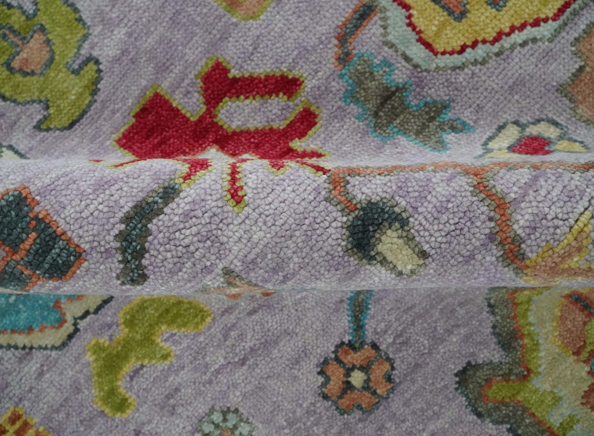 Pink and Beige Vibrant Colorful Hand knotted Traditional Oushak  Area Rug.