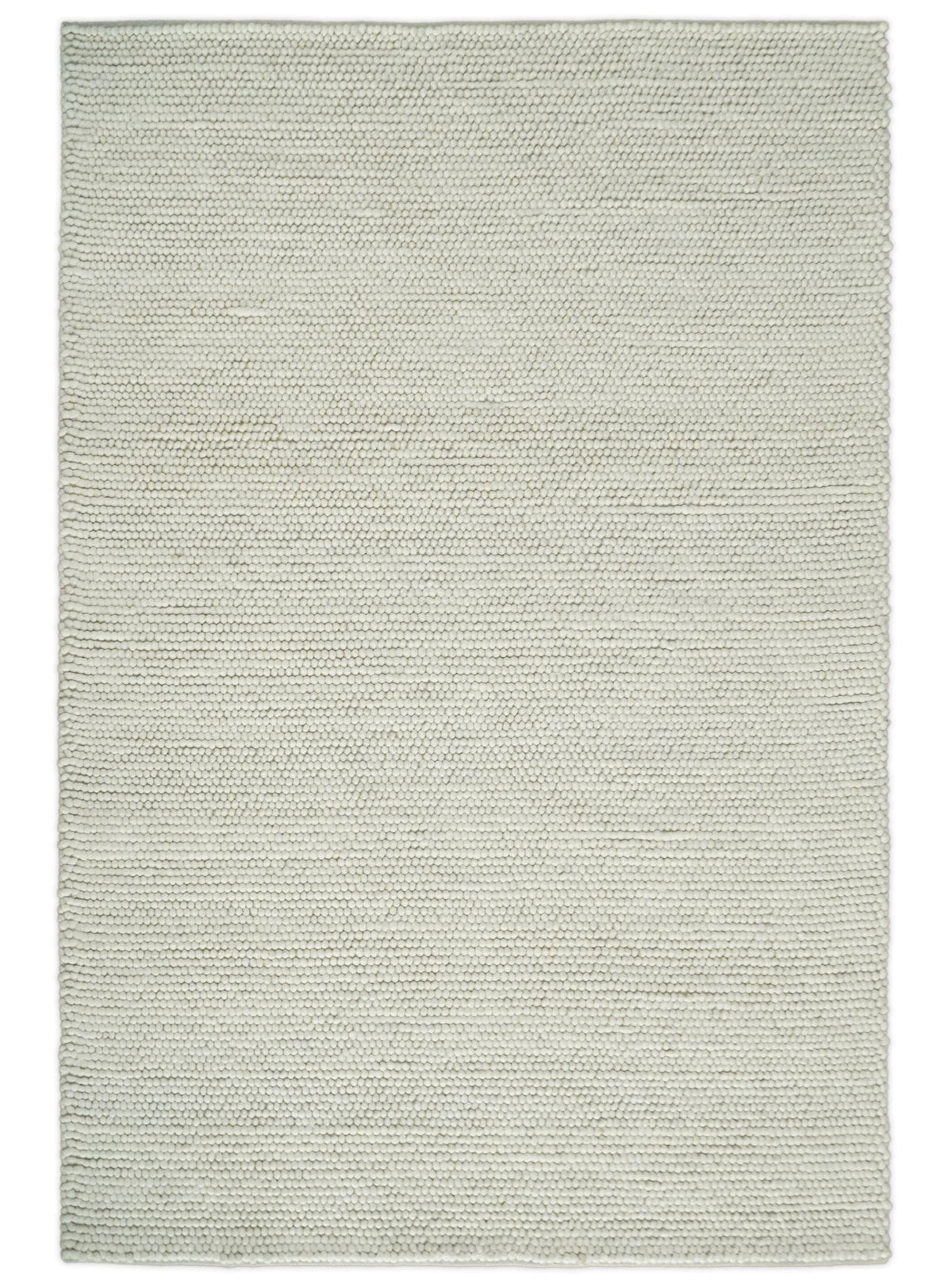 Solid Ivory Wool Felted Chunky Hand Woven Contemporary Area Rug.