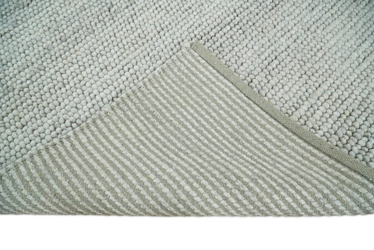 3x5, 5x8, 6x9, 8x10 and 9x12 Solid Silver Wool Blend Felted Chunky Hand Woven Area Rug.