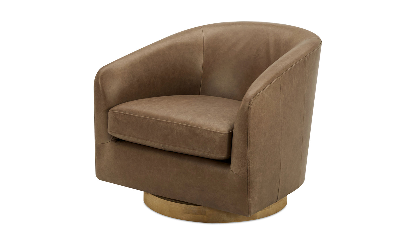 Oscy Leather Swivel Chair Tan.