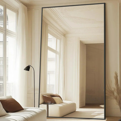 Oversized Black Arched Full Length Mirror – 76"/82"