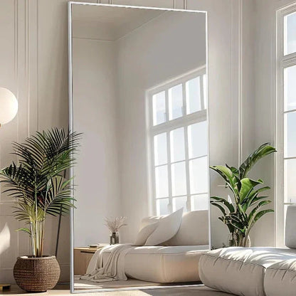 Silver Oversized Full Length Mirror – Aluminum Floor Mirror