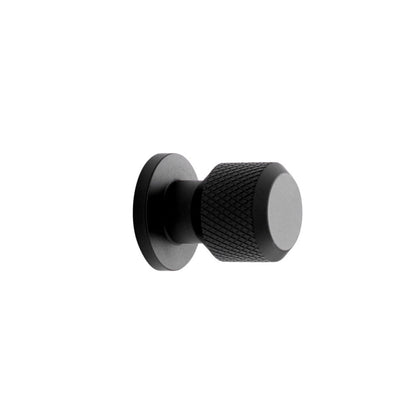 Knurled Backplate "Manor" Matte Black Cabinet Knobs and Drawer Pulls