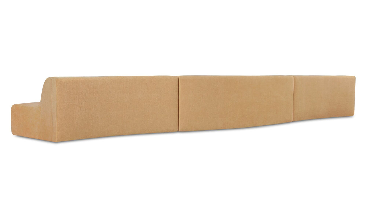 Naomi 3 Piece Wave Modular Sectional Golden Yellow