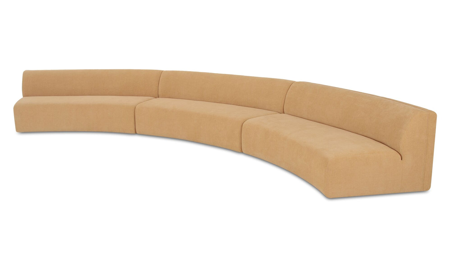 Naomi 3 Piece Concave Modular Sectional Golden Yellow