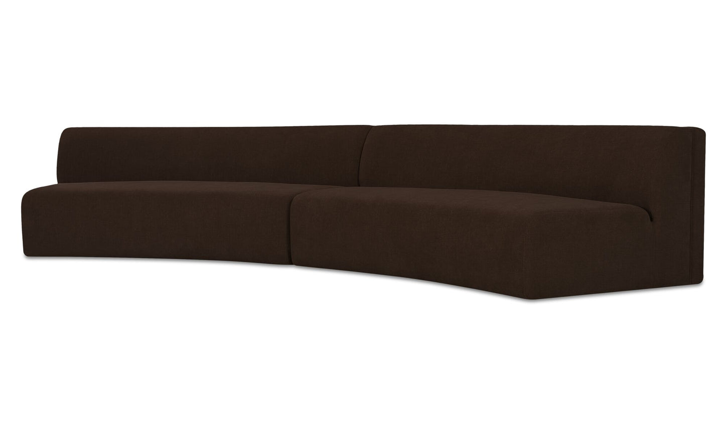 Naomi 2 Piece Concave Modular Sectional Dark Brown