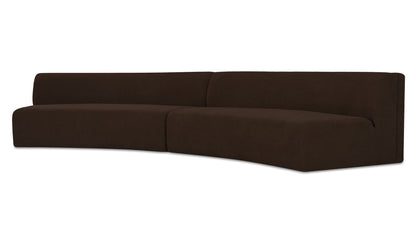 Naomi 2 Piece Concave Modular Sectional Dark Brown
