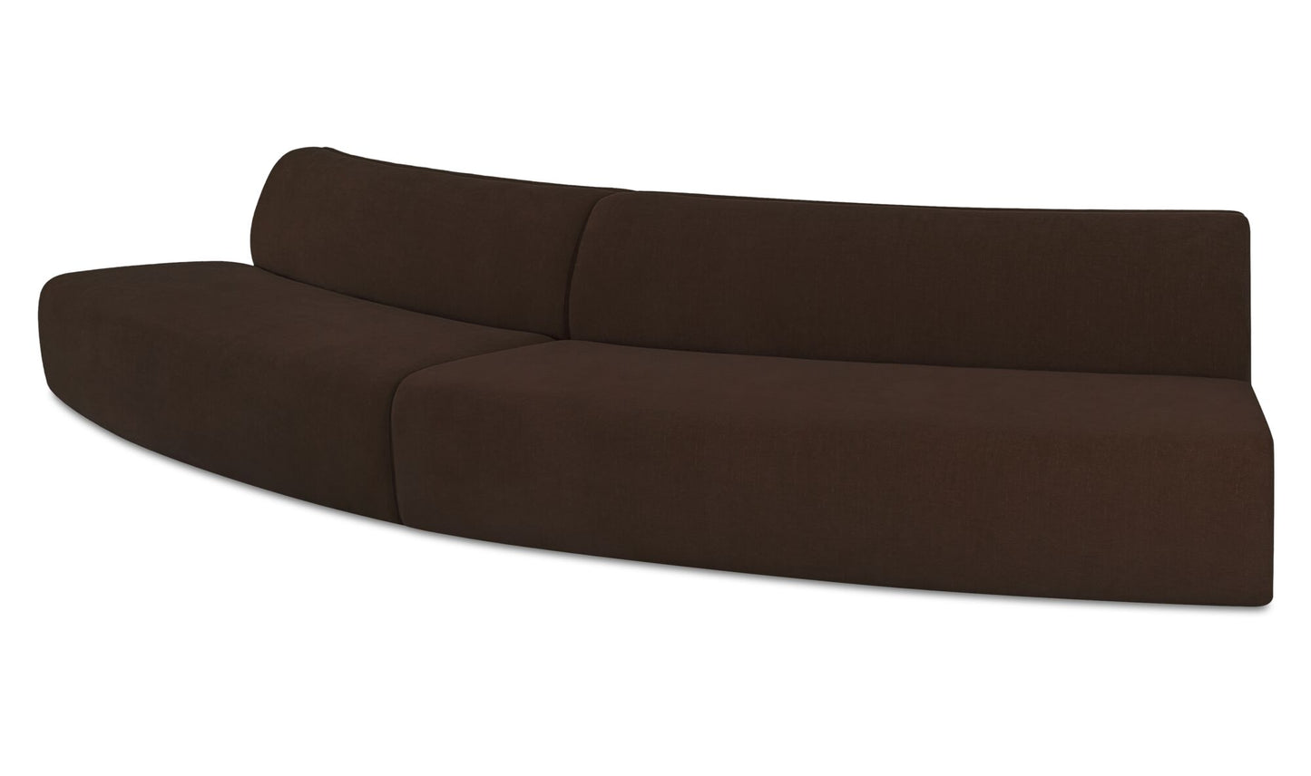 Naomi 2 Piece Convex Modular Sectional Dark Brown