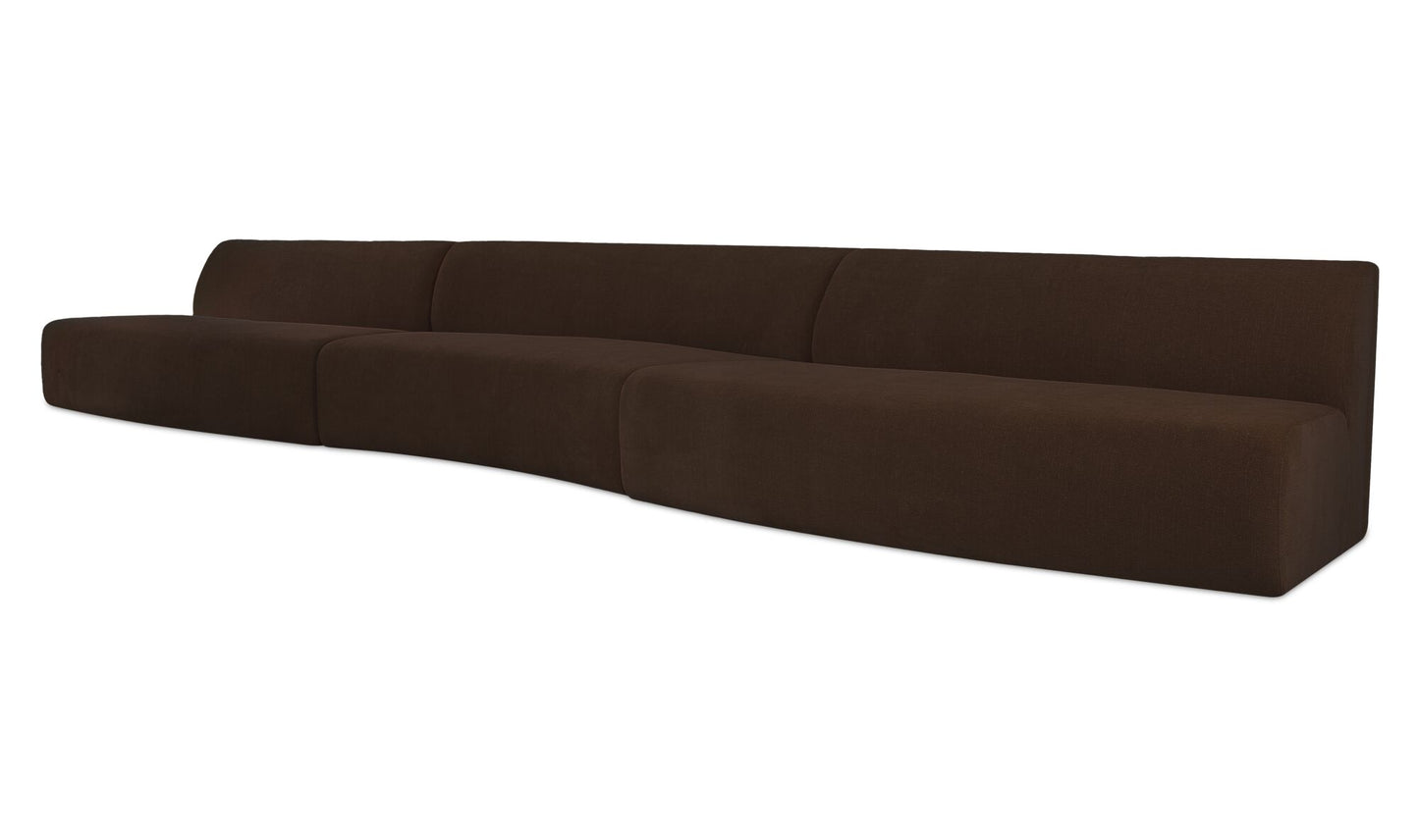 Naomi 3 Piece Wave Modular Sectional Dark Brown