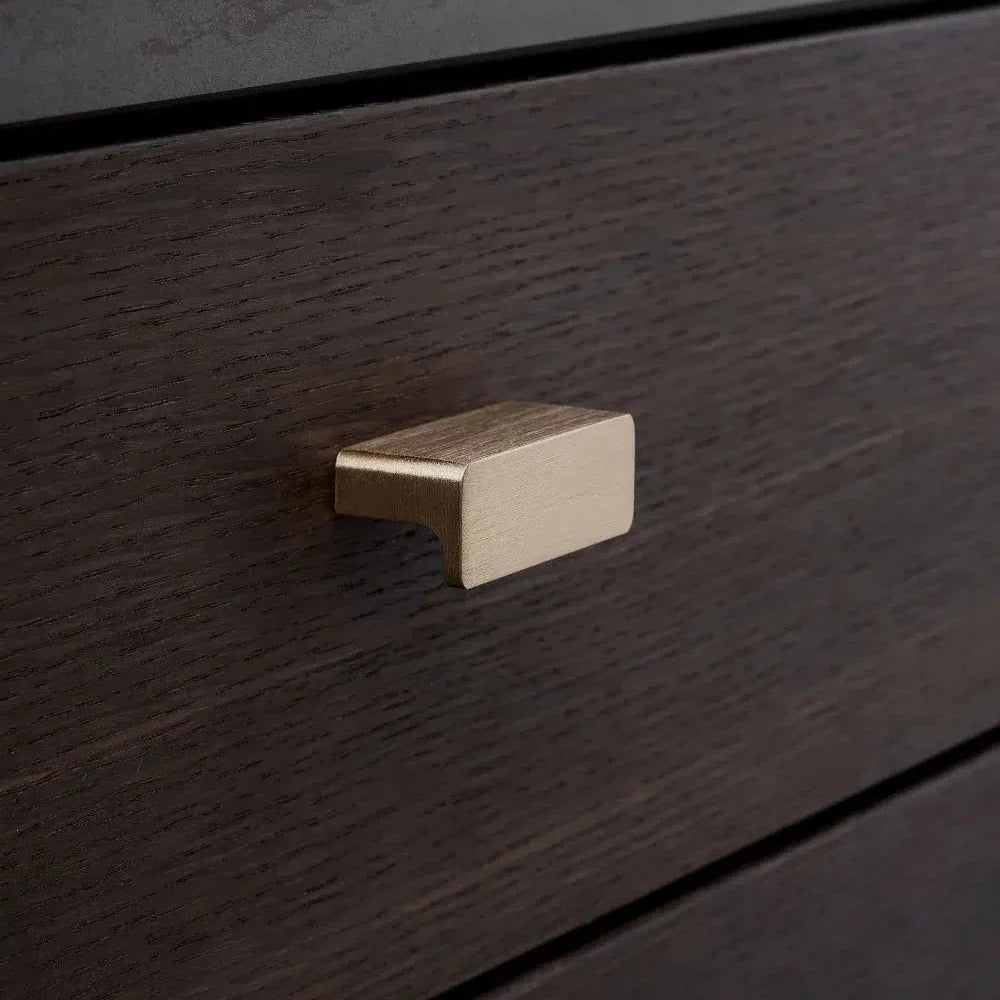 Brushed Brass "Elan" Knob and Drawer Pulls.