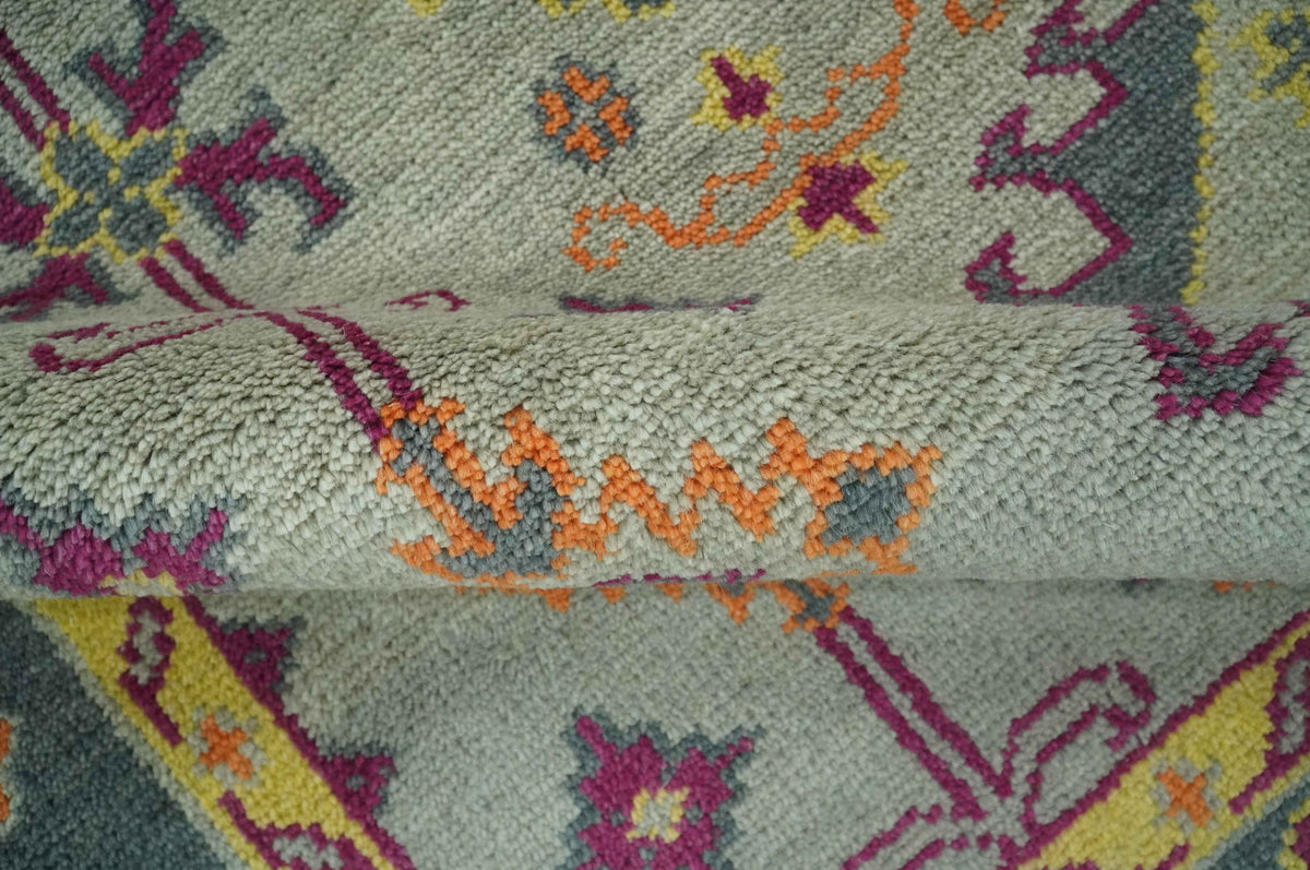 Custom Made Silver, Charcoal and Purple Traditional Oriental Hand Knotted wool Rug.