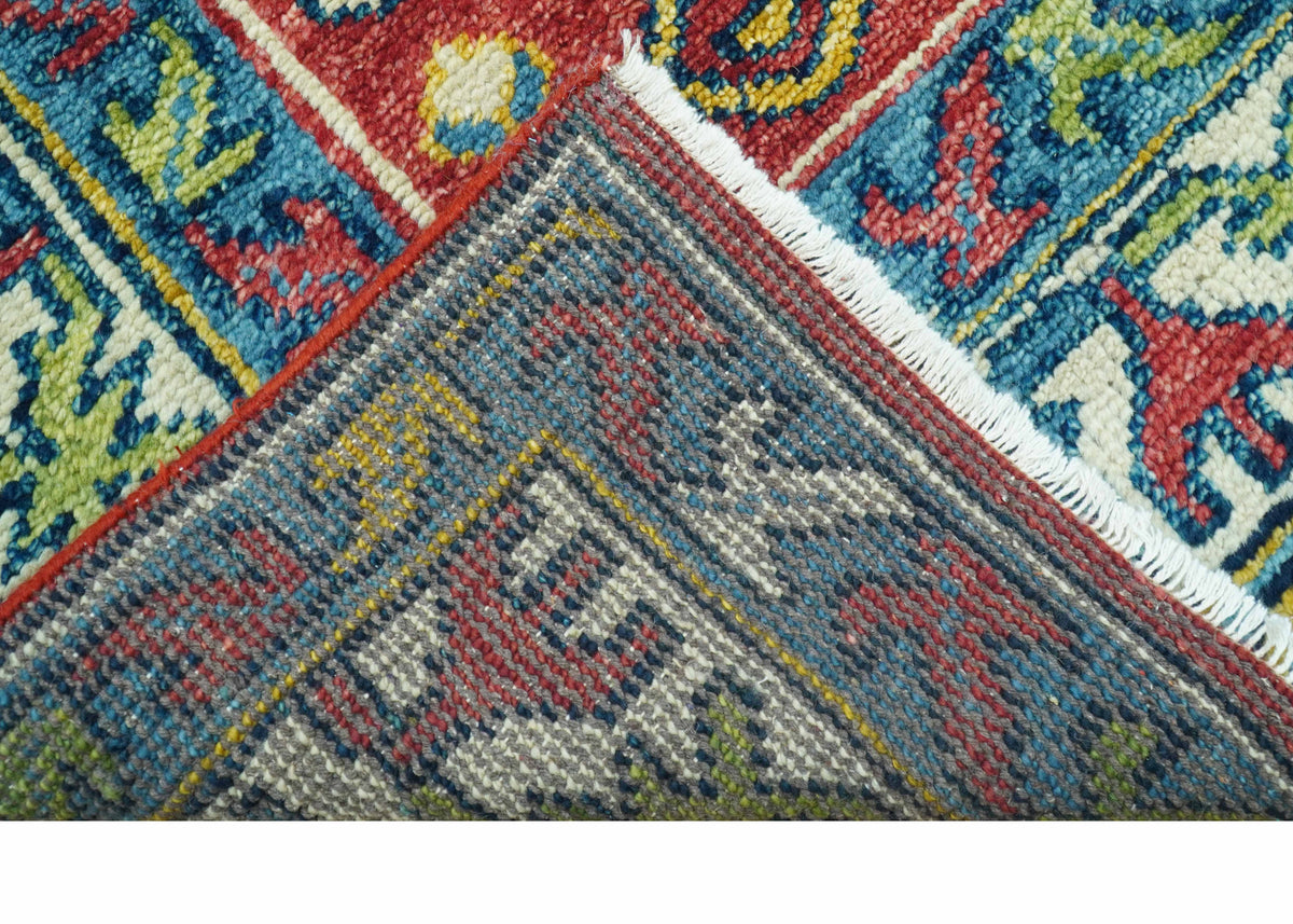 Custom Made Traditional Persian Design Red And Ivory Hand Knotted Wool Rug.