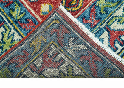 Custom Made Traditional Persian Design Red And Ivory Hand Knotted Wool Rug.